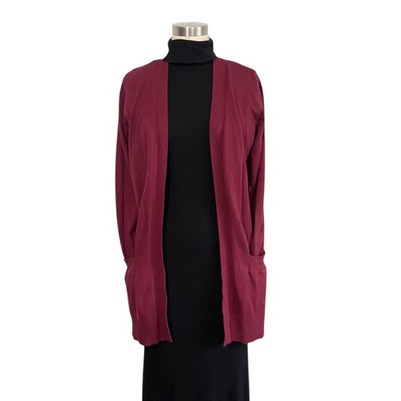Vintage Cielo Burgundy Autumn Open Cardigan: Fall Winter Cardigan Sweater - Picture 3 of 6